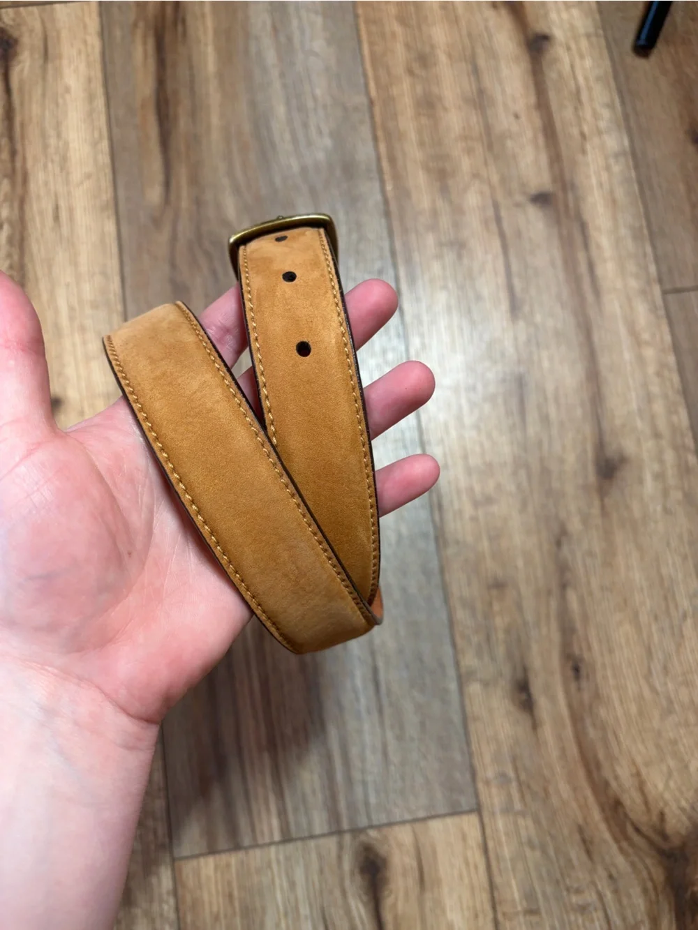 vintage Retro Coach Cowhide leather harness Solid Brass single prong buckle belt